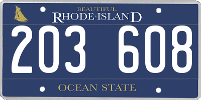 RI license plate 203608