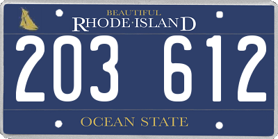RI license plate 203612
