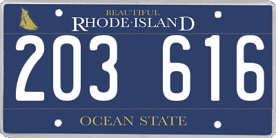 RI license plate 203616