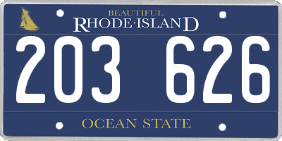 RI license plate 203626