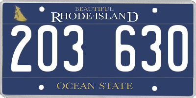 RI license plate 203630