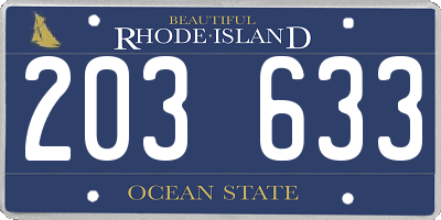 RI license plate 203633
