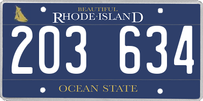 RI license plate 203634