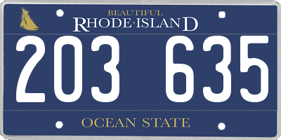 RI license plate 203635
