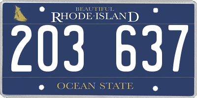 RI license plate 203637