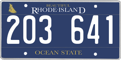 RI license plate 203641