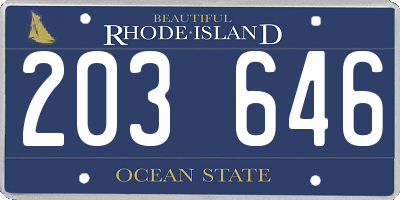 RI license plate 203646