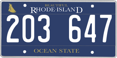 RI license plate 203647