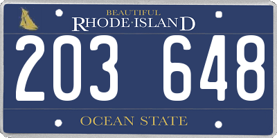 RI license plate 203648