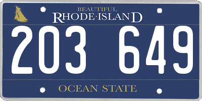 RI license plate 203649