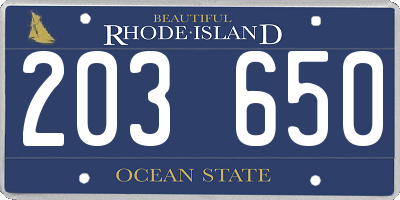 RI license plate 203650