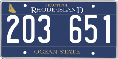 RI license plate 203651
