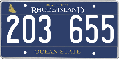 RI license plate 203655