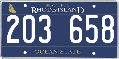RI license plate 203658