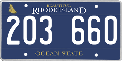 RI license plate 203660