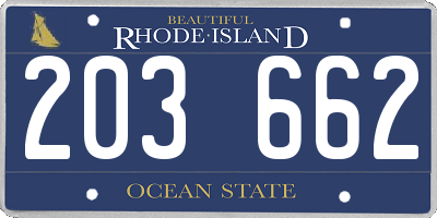 RI license plate 203662