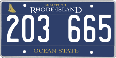 RI license plate 203665
