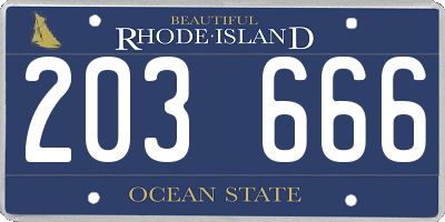 RI license plate 203666