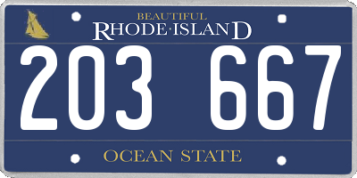 RI license plate 203667