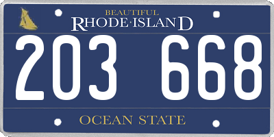 RI license plate 203668