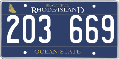 RI license plate 203669