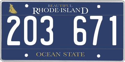 RI license plate 203671