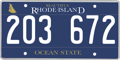 RI license plate 203672