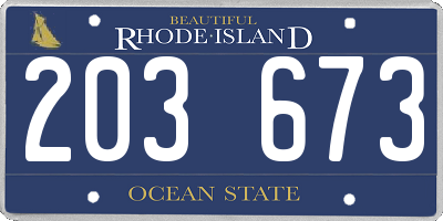RI license plate 203673