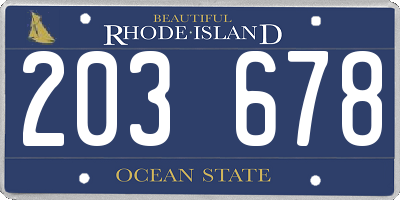 RI license plate 203678