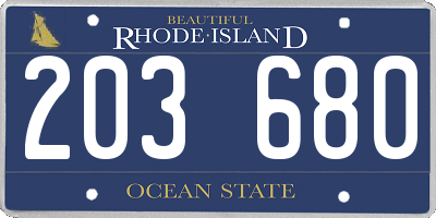 RI license plate 203680