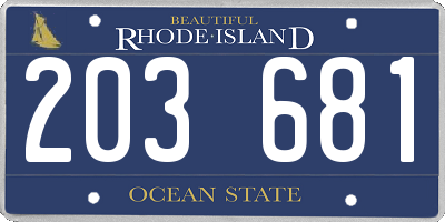 RI license plate 203681