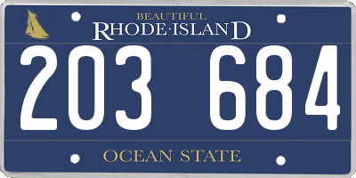 RI license plate 203684