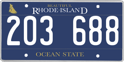 RI license plate 203688