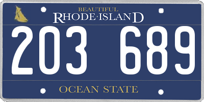 RI license plate 203689