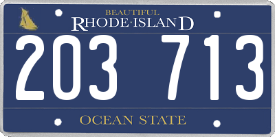 RI license plate 203713