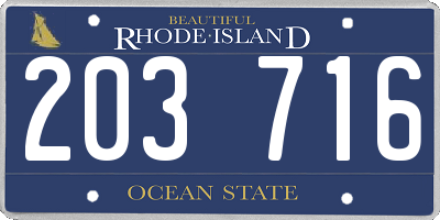 RI license plate 203716