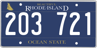 RI license plate 203721