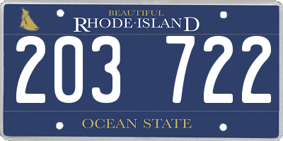 RI license plate 203722