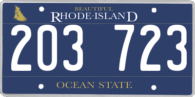 RI license plate 203723
