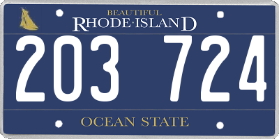 RI license plate 203724