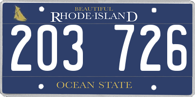RI license plate 203726
