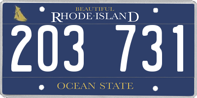 RI license plate 203731