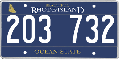 RI license plate 203732