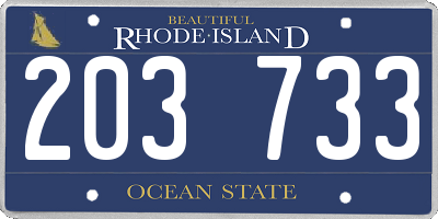 RI license plate 203733