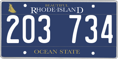 RI license plate 203734