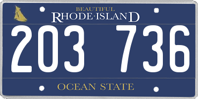 RI license plate 203736