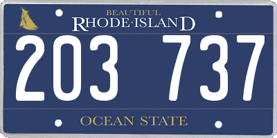 RI license plate 203737