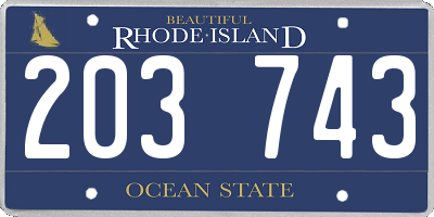 RI license plate 203743
