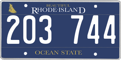 RI license plate 203744