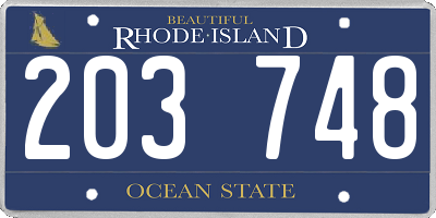 RI license plate 203748